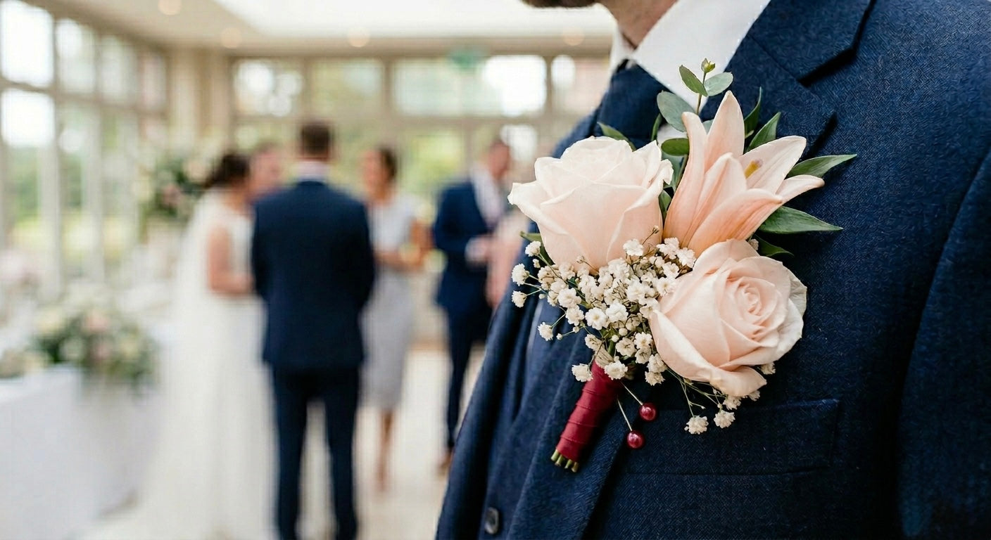 Classic Men’s Floral Lapel Pin Boutonniere