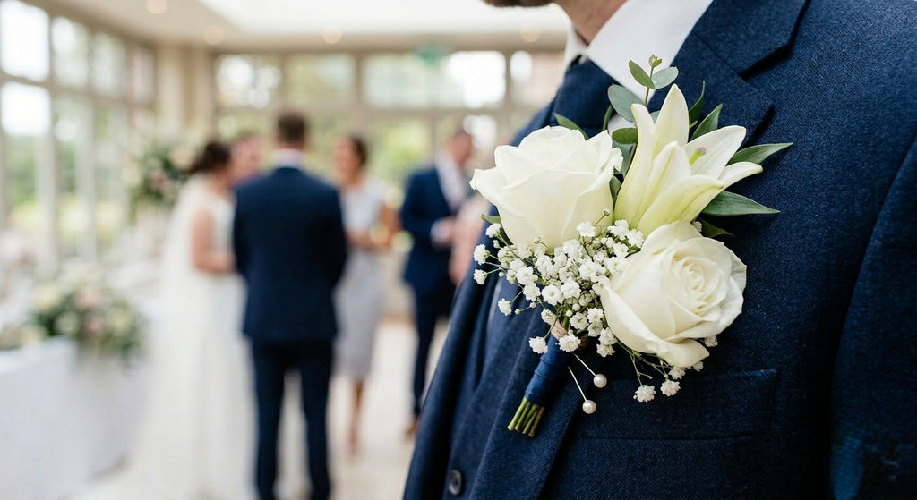 Classic Men’s Floral Lapel Pin Boutonniere