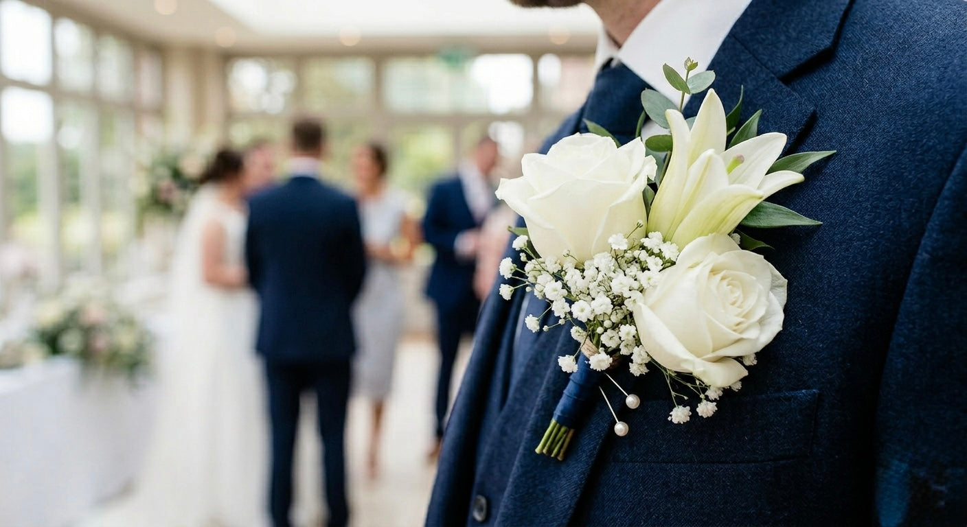 Classic Men’s Floral Lapel Pin Boutonniere