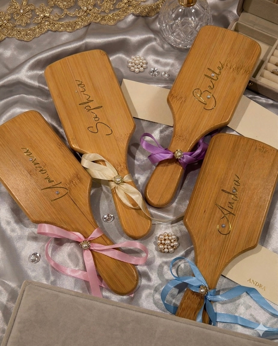 Personalized Bridesmaid Hairbrush | Custom Bridal Party Gift