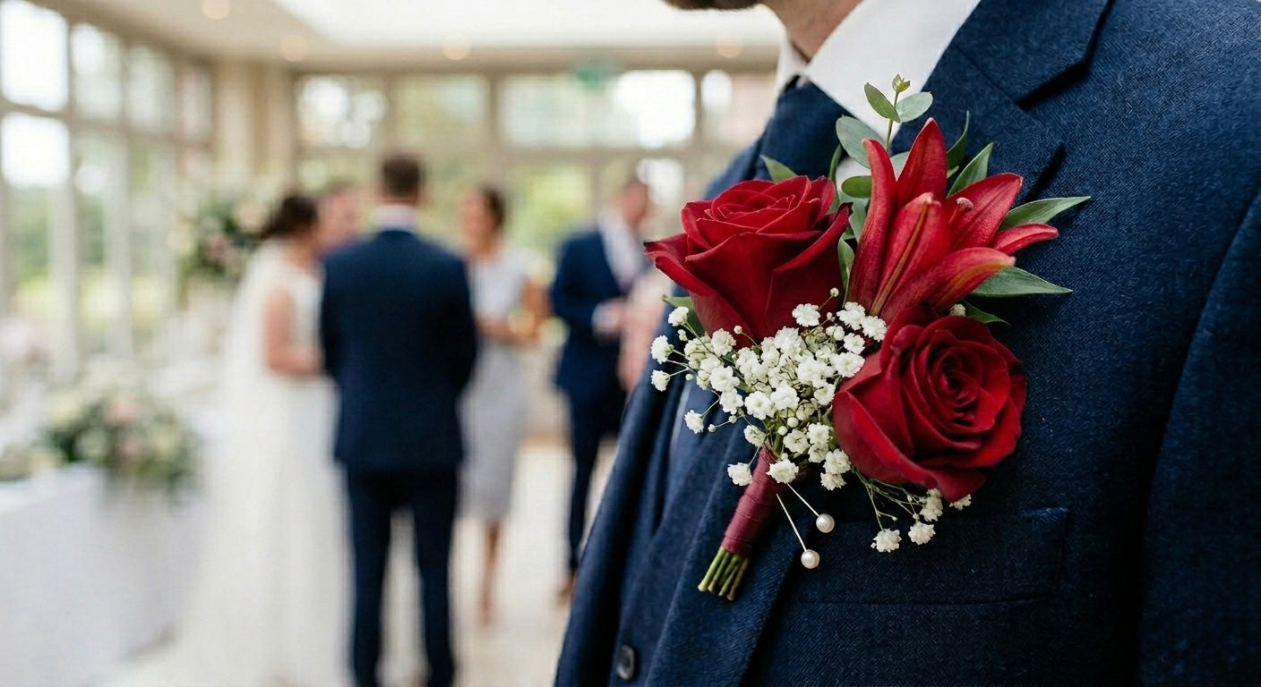 Classic Men’s Floral Lapel Pin Boutonniere